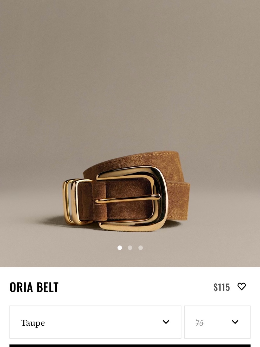 Sezane Oria Belt in taupe with gold buckle